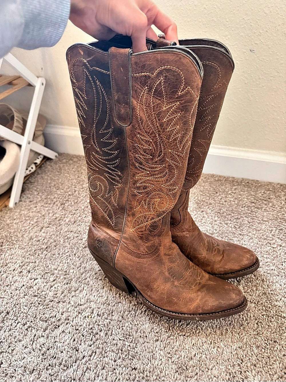 Ariat Shindig Western Boot Brown Embroidered Boots US 7.5B